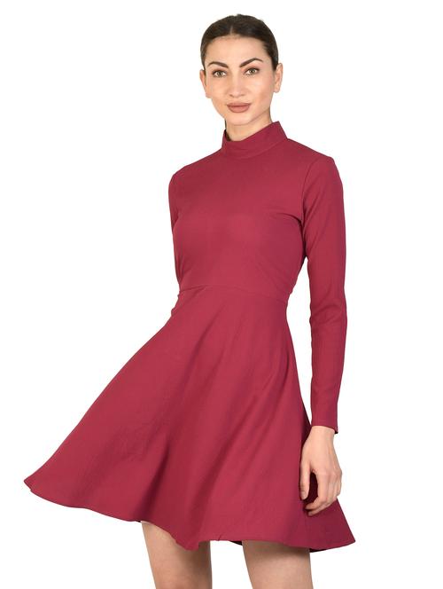 mock neck flared dress - 17563600 - Very Small Image - 1