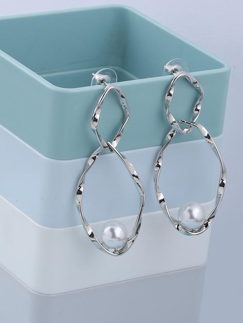 silver metal drop earring - 17563852 - Very Small Image - 1
