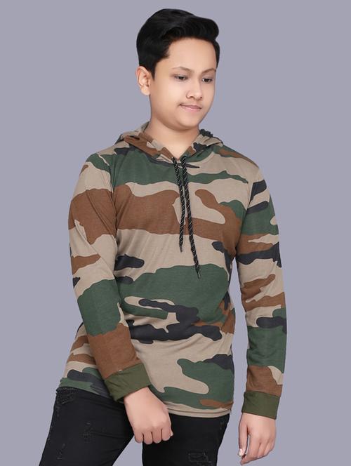 hooded neck camouflage t-shirt - 17563948 - Very Small Image - 1