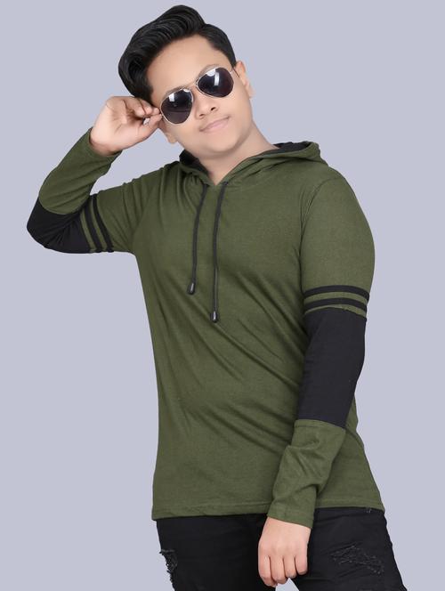 color block hooded t-shirt - 17563962 - Very Small Image - 1