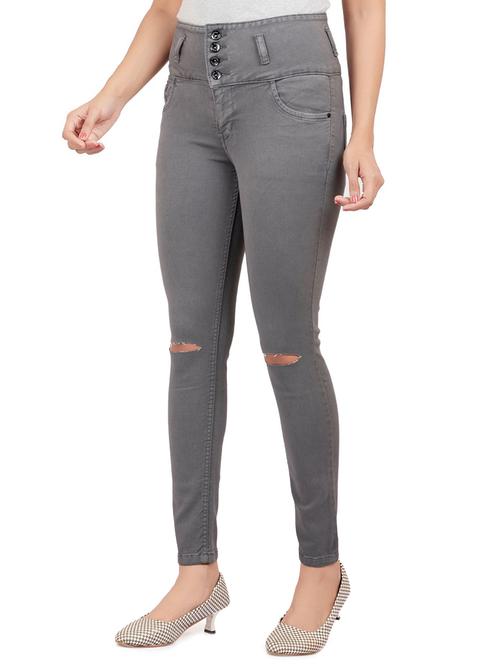 knee slit high rise jeans - 17564442 - Very Small Image - 1