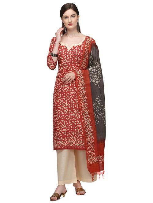 batik printed unstitched suit - 17564753 - Very Small Image - 1