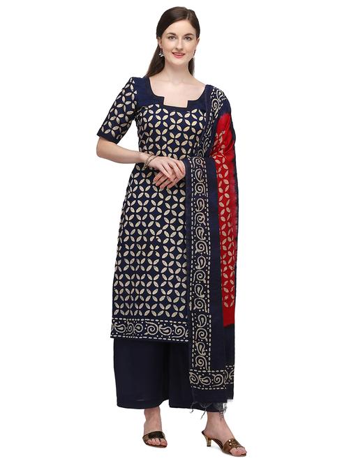 batik printed unstitched suit - 17564777 - Very Small Image - 1