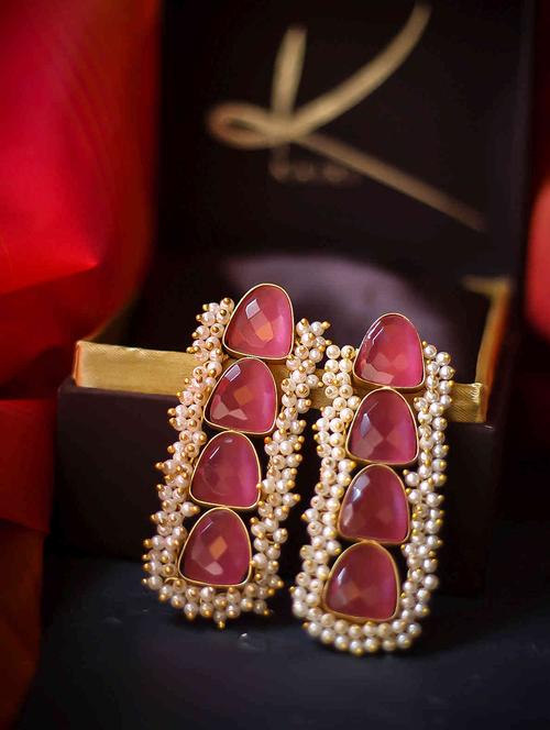 pink brass chandballi earring - 17565078 - Very Small Image - 1