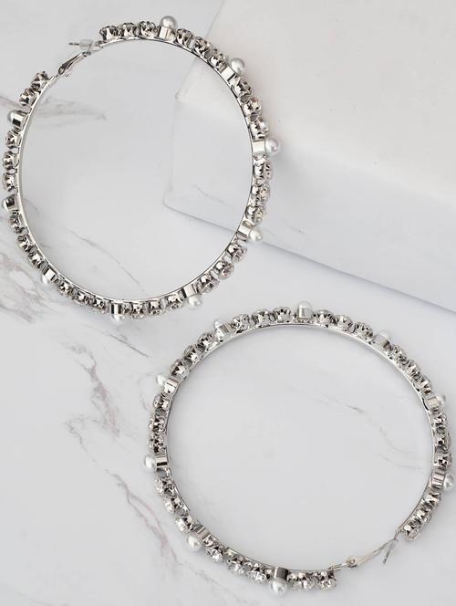 silver metal hoop earring - 17565229 - Very Small Image - 1