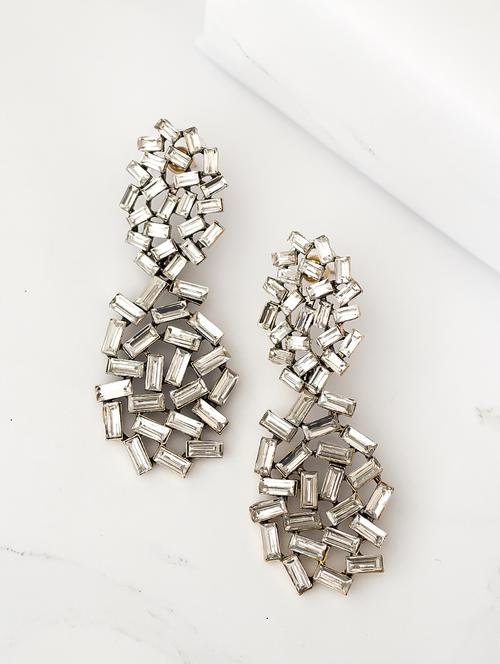silver metal drop earrings - 17565283 - Very Small Image - 1