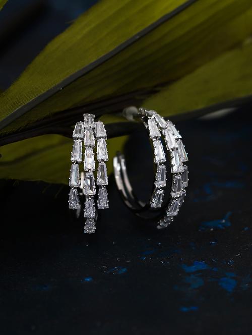 silver metal hoop earrings - 17565284 - Very Small Image - 1
