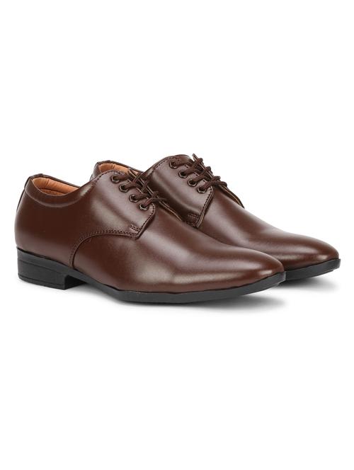 brown leatherette laceup derbies - 17565486 - Very Small Image - 1