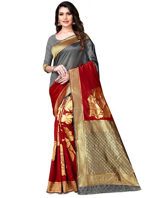 jacquard banarasi saree with blouse - 17566033 - Very Small Image - 1