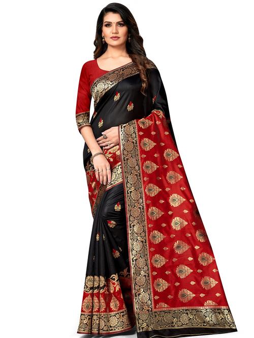 jacquard banarasi saree with blouse - 17566044 - Very Small Image - 1