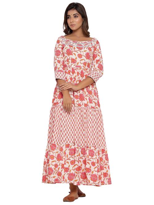 floral print flared ethnic dress - 17566054 - Very Small Image - 1