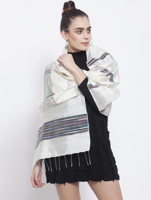 white pure silk stole - 17566106 - Very Small Image - 1