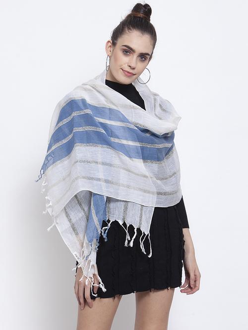 white pure silk stole - 17566129 - Very Small Image - 1