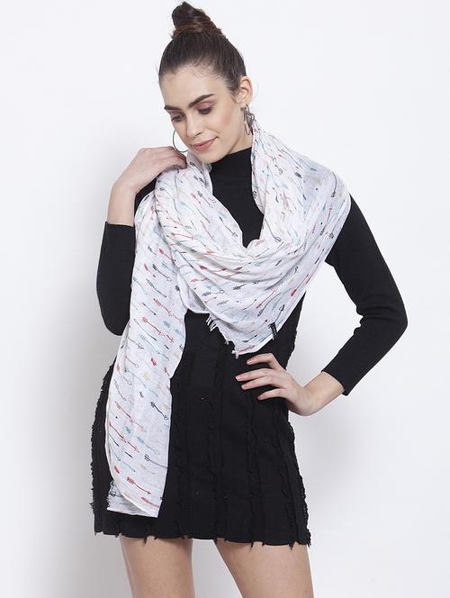 white cotton stole - 17566132 - Very Small Image - 1