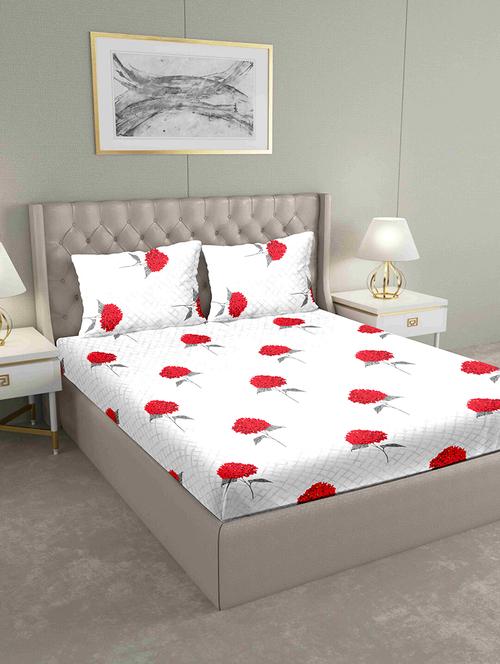 blueberry double bedsheet set super king size 180 tc cotton red colour - 17566250 - Very Small Image - 1