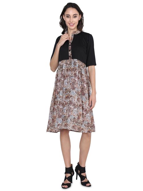 mandarin neck animal print dress - 17566277 - Very Small Image - 1