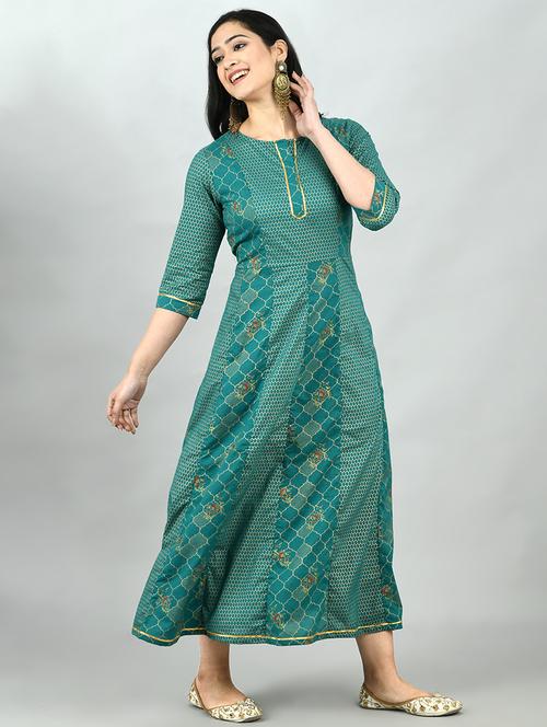 floral flared ethnic dress - 17566531 - Very Small Image - 1