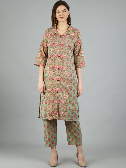 floral kurta pant set - 17566618 - Very Small Image - 1