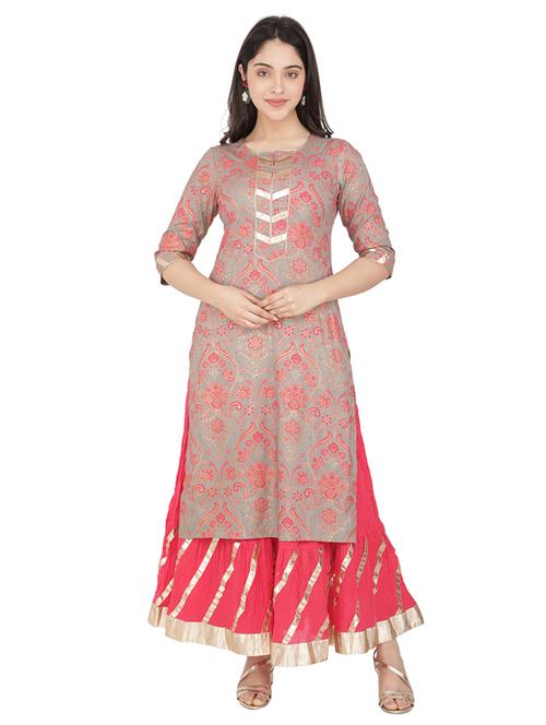 floral straight kurta - 17566963 - Very Small Image - 1