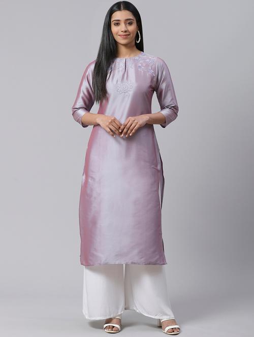 yoke embroidered straight kurta - 17567028 - Very Small Image - 1