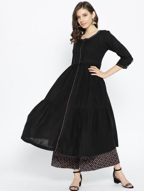 solid flared kurta - 17567097 - Very Small Image - 1