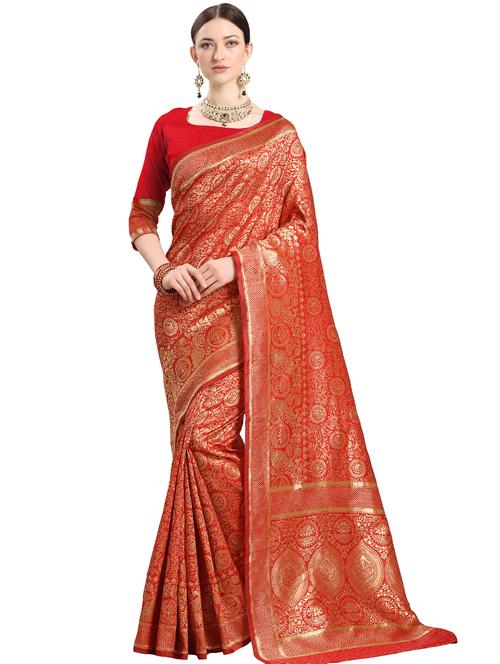 jacquard banarasi saree with blouse - 17567388 - Very Small Image - 1