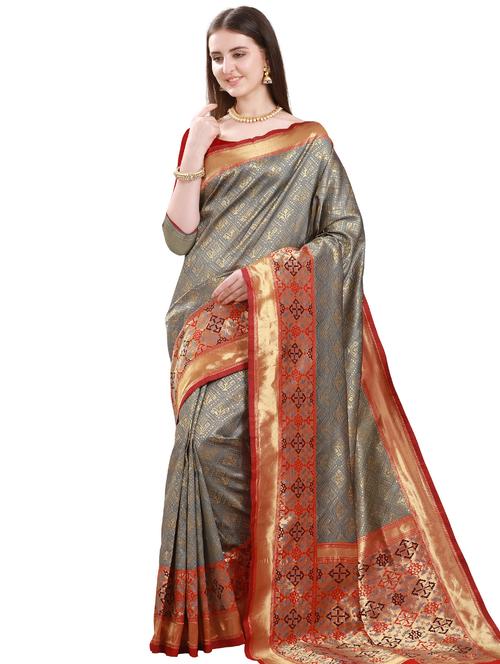 jacquard banarasi saree with blouse - 17567420 - Very Small Image - 1