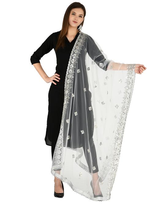white net dupatta - 17567872 - Very Small Image - 1