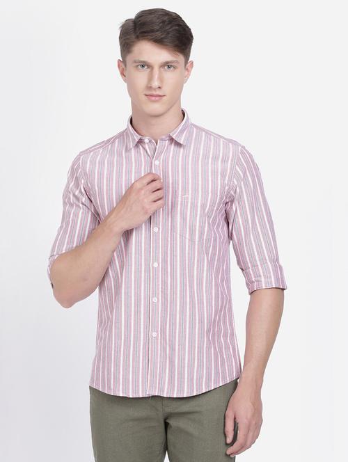 pink striped casual shirt - 17568049 - Very Small Image - 1