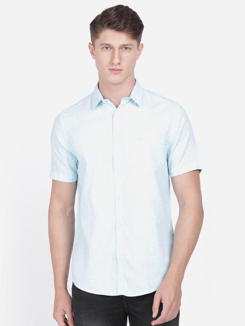 light blue self design casual shirt - 17568065 - Very Small Image - 1
