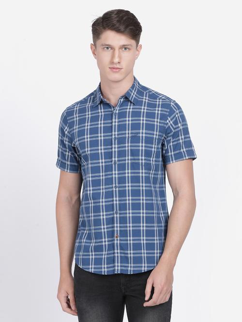 blue checkered casual shirt - 17568092 - Very Small Image - 1