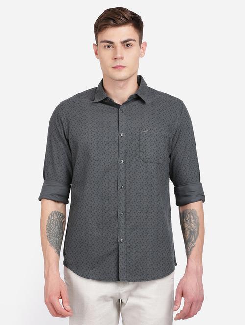 grey printed casual shirt - 17568097 - Very Small Image - 1