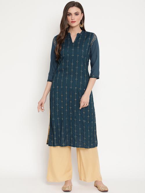embroidered straight kurta - 17568524 - Very Small Image - 1