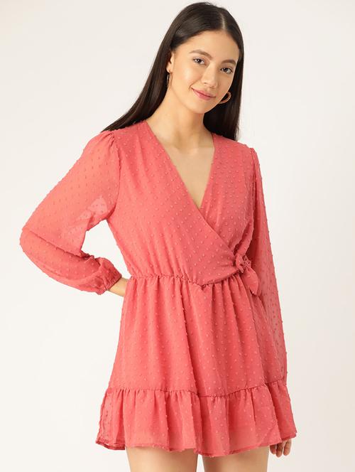 dobby detail wrap dress - 17568667 - Very Small Image - 1