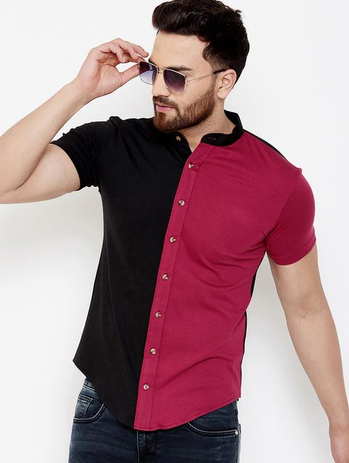 black color block casual shirt - 17569137 - Very Small Image - 1