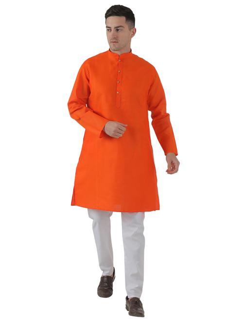 orange solid kurta pyjama set - 17569145 - Very Small Image - 1