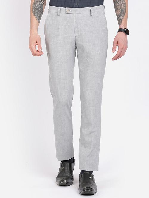 grey formal flat front trousers - 17569398 - Very Small Image - 1