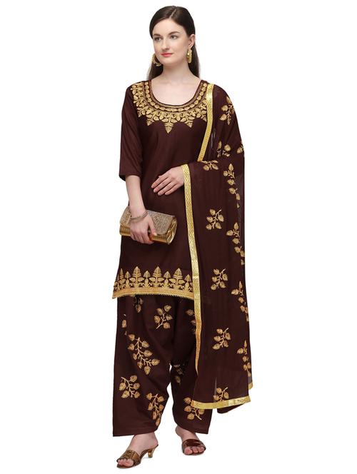zari work patiyala unstitched suit - 17569549 - Very Small Image - 1