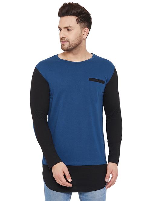 blue color block pocket t-shirt - 17569595 - Very Small Image - 1