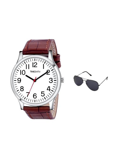 timesmith brown leather blue dial watch for men with free sunglasses ctc-004-wmg-002 - 17569792 - Very Small Image - 1