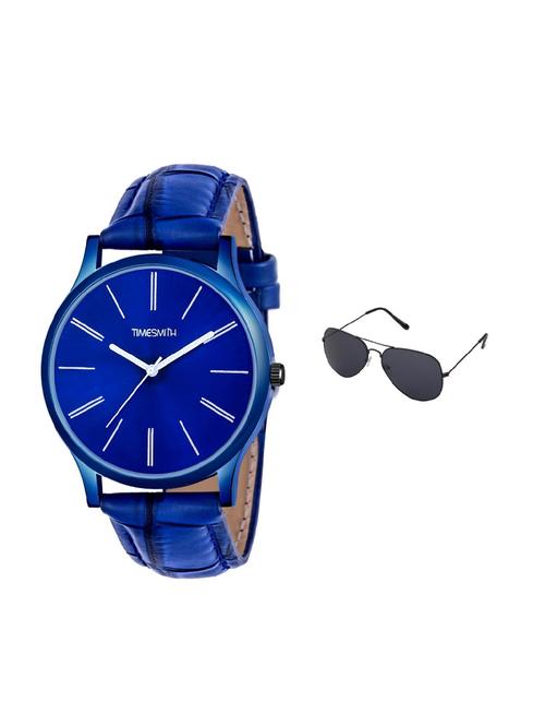 timesmith blue leather blue dial watch for men with free sunglasses ctc-006-wmg-002 - 17569794 - Very Small Image - 1