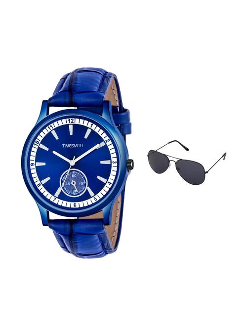 timesmith blue leather blue dial watch for men with free sunglasses ctc-007-wmg-002 - 17569795 - Very Small Image - 1