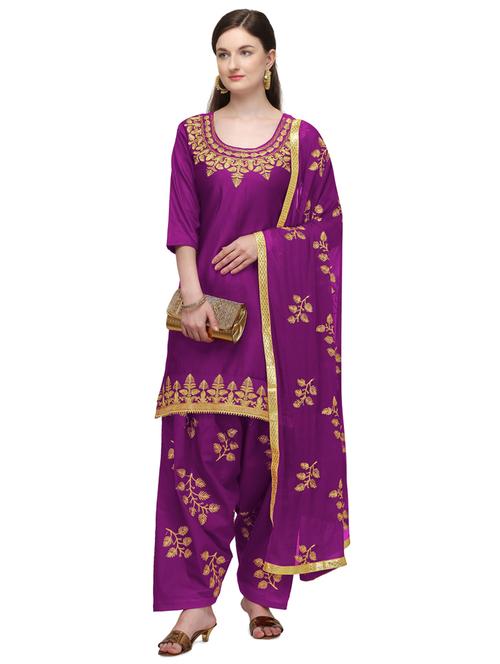 embroidered patiyala unstitched suit - 17569824 - Very Small Image - 1