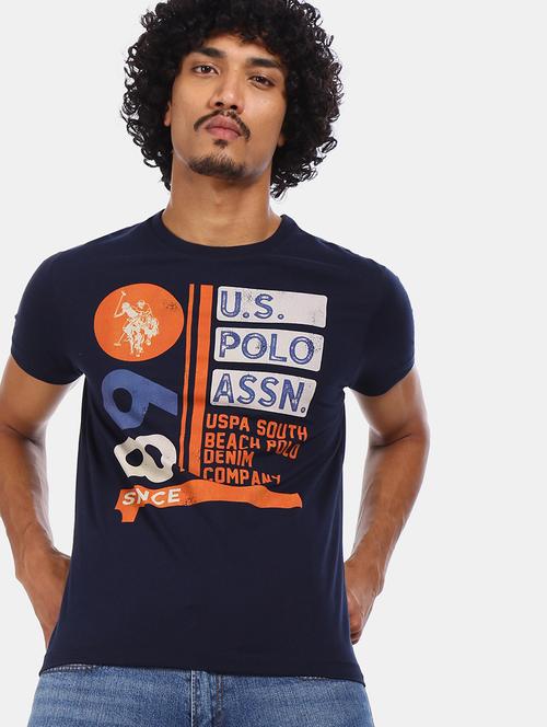 navy blue printed t-shirt - 17569995 - Very Small Image - 1