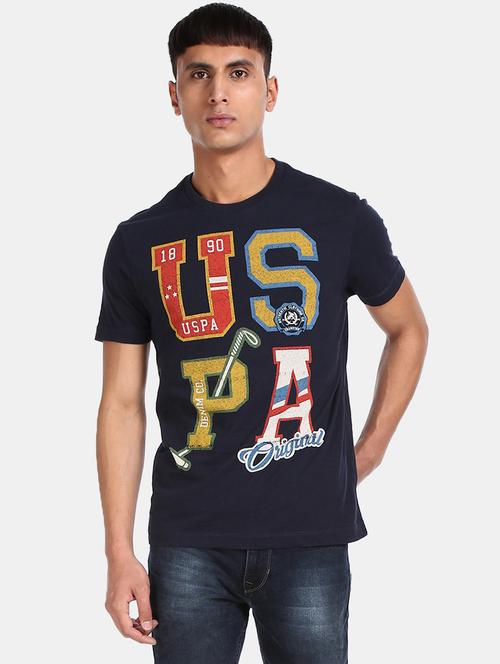 navy blue printed t-shirt - 17570113 - Very Small Image - 1