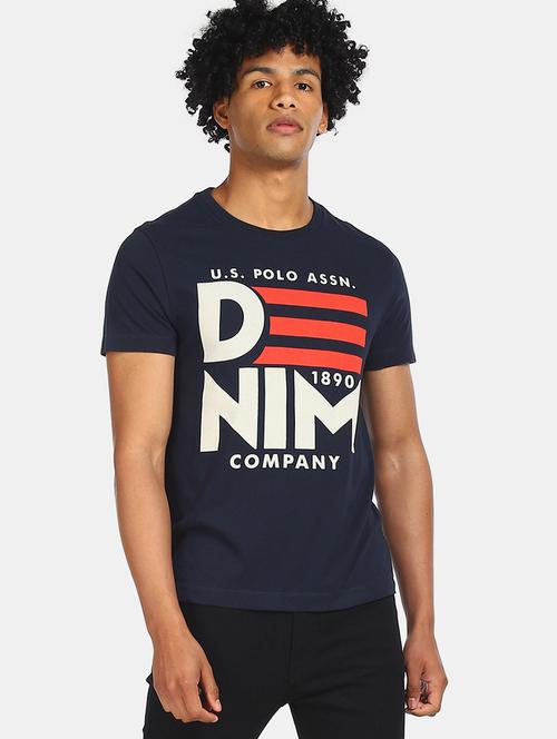 navy blue printed t-shirt - 17570119 - Very Small Image - 1