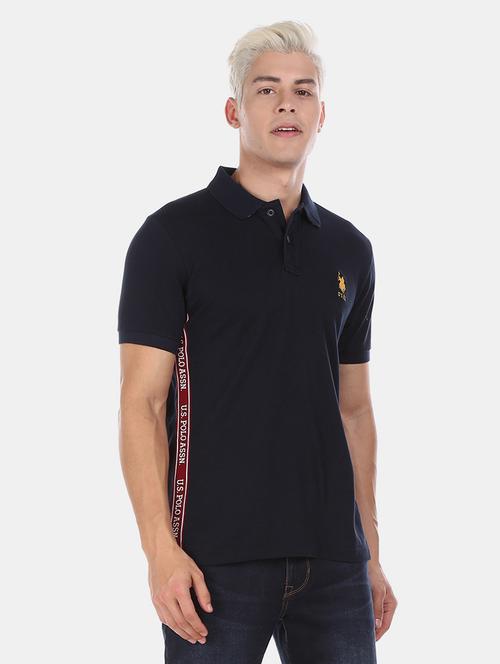 navy blue taped polo t-shirt - 17570206 - Very Small Image - 1