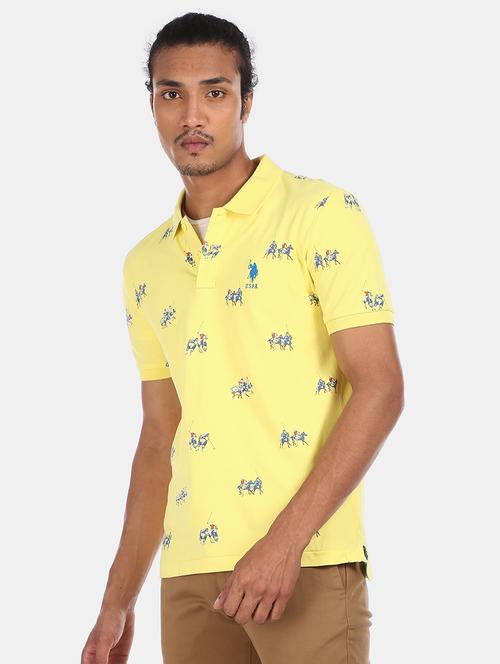yellow printed polo t-shirt - 17570207 - Very Small Image - 1