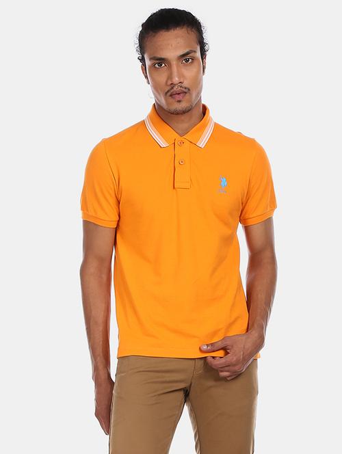 orange solid polo t-shirt - 17570231 - Very Small Image - 1