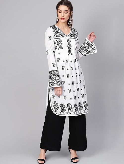 chikankari straight kurta - 17570239 - Very Small Image - 1